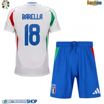 Maglie da calcio Italia Nicolo Barella #18 Seconda Maglia Bambino Europei 2024 Manica Corta (+ Pantaloni corti)